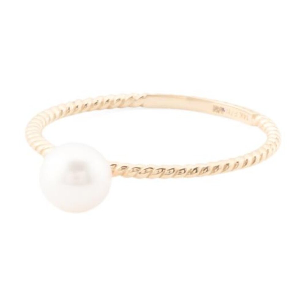 PEARL D'OR 14kt Gold Pearl Twisted Band Ring